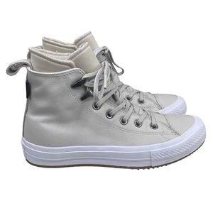Converse Hi-Top Waterproof Leather Sneakers in Pale Putty (beige) Womens size 9